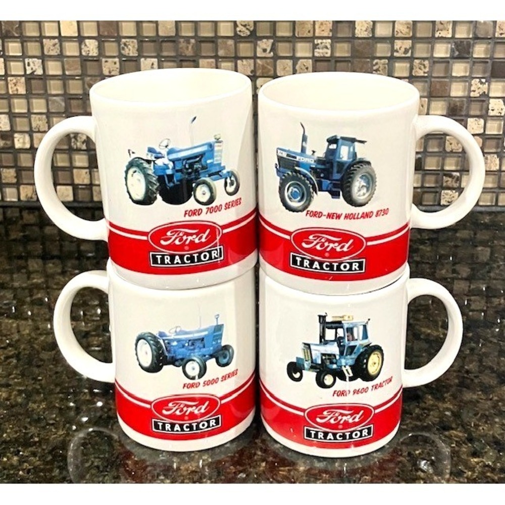 Set of 4 Ford Tractor Coffee Mug Series Set, 5000, 7000,‎ 8730 & 9600 Licensed